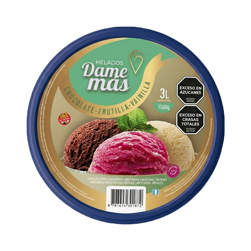 Balde de 3L – Dame Más Vainilla – Frutilla – Chocolate